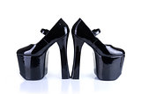 Black Dominatrix style high heel fetish shoes 