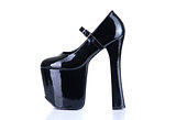 Black high heeled fetish shoe 