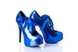 Blue burlesque style female shoes 