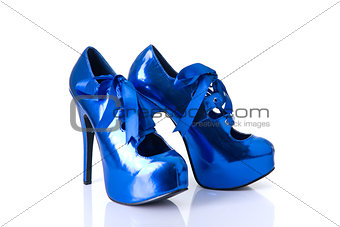 Blue burlesque style female shoes 