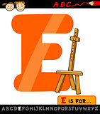 letter e with easel cartoon illustration