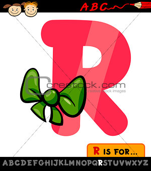letter r with ribbon cartoon illustration