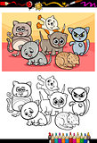 kittens group cartoon coloring book