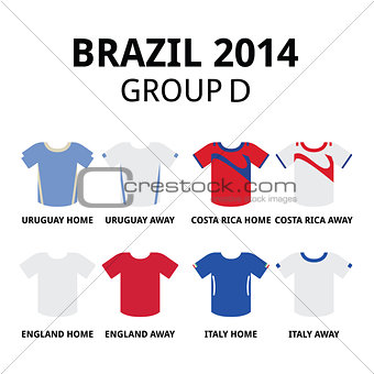 World Cup Brazil 2014 - group D teams football jerseys