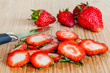 Cutting strawberries