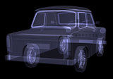 Retro car. X-ray render