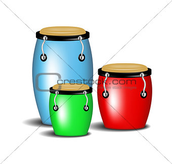 Multicoloured congas music band