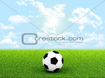 Soccer ball in the middle of field