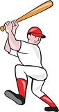 Baseball Player Batting Isolated Full Cartoon