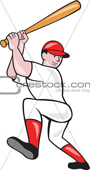 Baseball Player Batting Isolated Full Cartoon