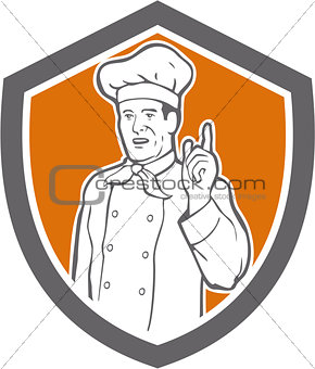 Chef Cook Baker Pointing Up Shield