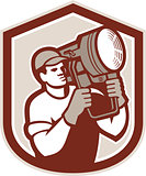Electrical Lighting Technician Carry Spotlight Shield