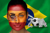 Spanish football fan in face paint