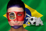 Costa rica football fan in face paint