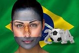 Argentina football fan in face paint