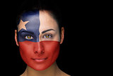 Chile football fan in face paint