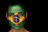 Brazil football fan in face paint