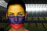 Beautiful colombia fan in face paint