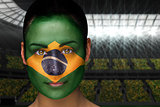 Beautiful brasil fan in face paint