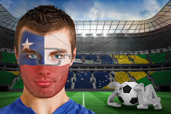 Serious young chile fan with face paint