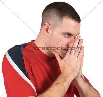 Nervous football player looking ahead