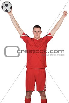 Excited football player cheering