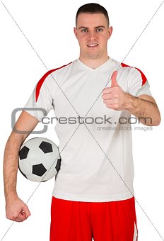 Football player showing thumbs up