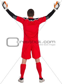 Rear view of goal keeper