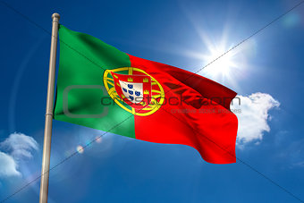 Portugal national flag on flagpole