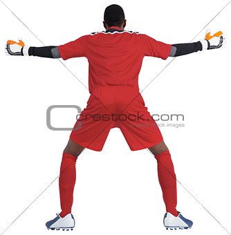 Goalkeeper in red ready to save