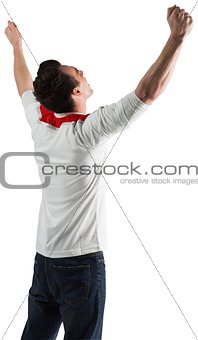 Excited football fan cheering