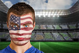 Usa football fan in face paint