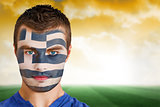 Greek football fan in face paint