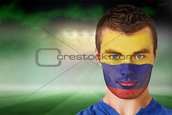 Colombia football fan in face paint