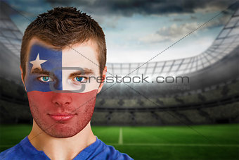 Chile football fan in face paint