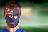 Australia football fan in face paint