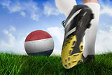Football boot kicking netherlands ball