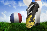 Football boot kicking france ball
