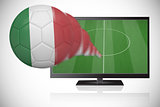 Football in italy colours flying out of tv