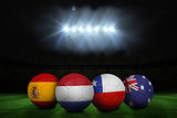 Footballs in group b colours for world cup
