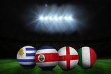 Footballs in group d colours for world cup