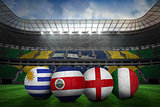 Footballs in group d colours for world cup