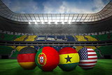 Footballs in group g colours for world cup
