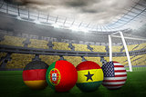 Footballs in group g colours for world cup