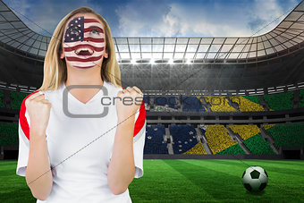 Excited fan in usa face paint cheering