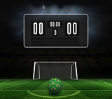 Football in brazilian colours and scoreboard