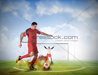 Football player about to take a penalty