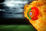 Fire surrounding portugal flag football