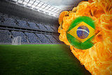 Fire surrounding brasil flag football