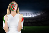 Excited iran fan in face paint cheering